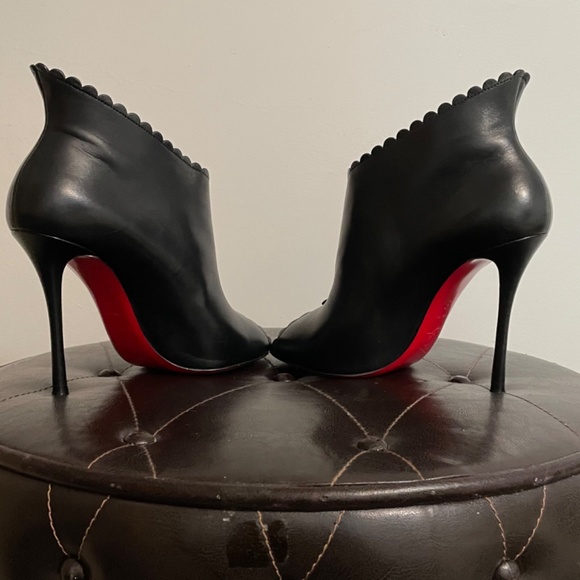 Christian Louboutin Leather Peep Toe Booties - Picture 12 of 14